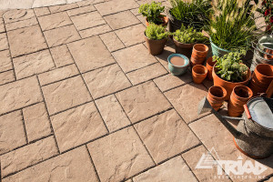 Decorative clay-colored concrete pavers