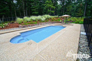 Exposed aggregate pool deck