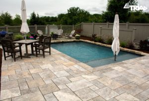 Silver Travertine Pool Patio - Triad Associates